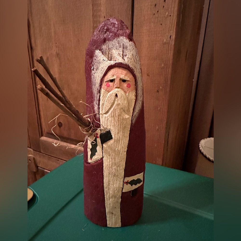 Primitive Folk Art Hand-Painted Santa by Nancy Murray